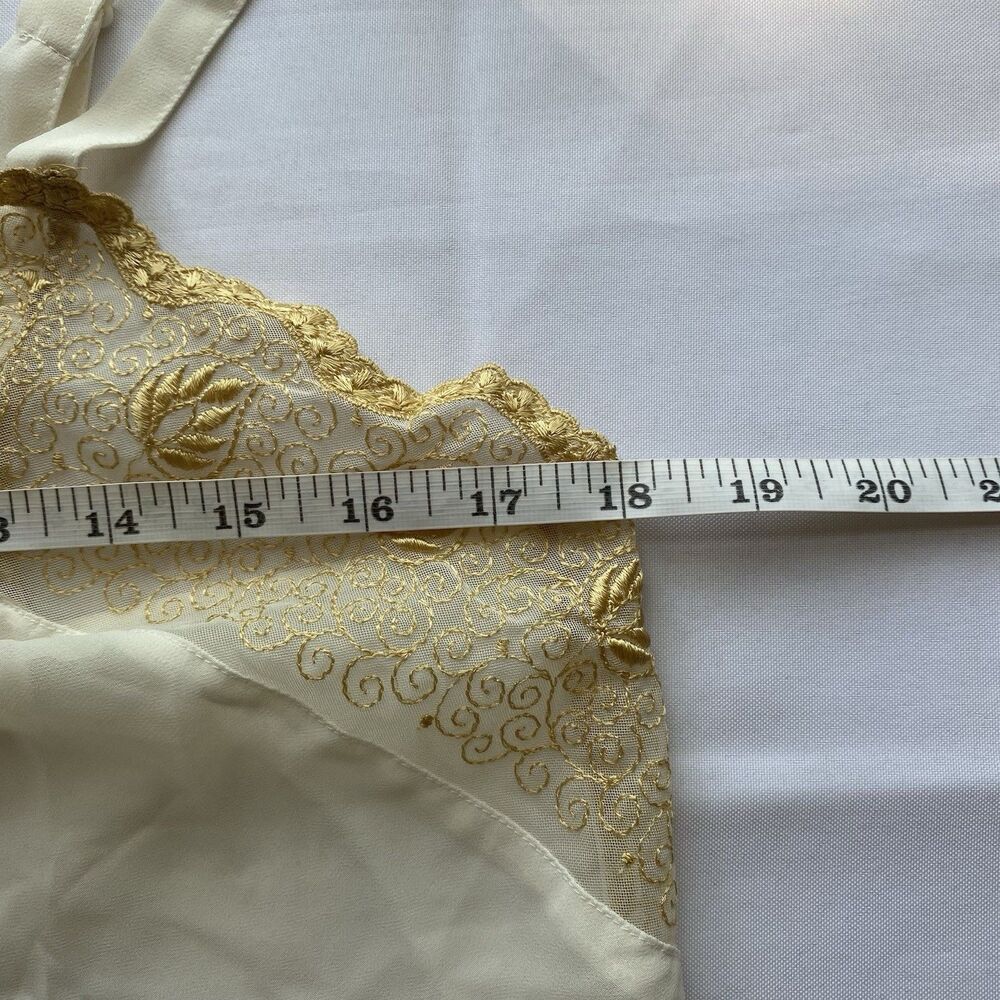90's Victoria's Secret Ivory/ Gold Sheer Chiffon Mini Slip Dress Size Medium - Picture 12 of 13